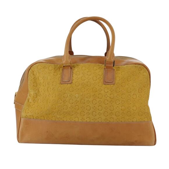 CELINE C Macadam Canvas Hand Bag Suede Leather Yellow Gold - Picture 2 of 13